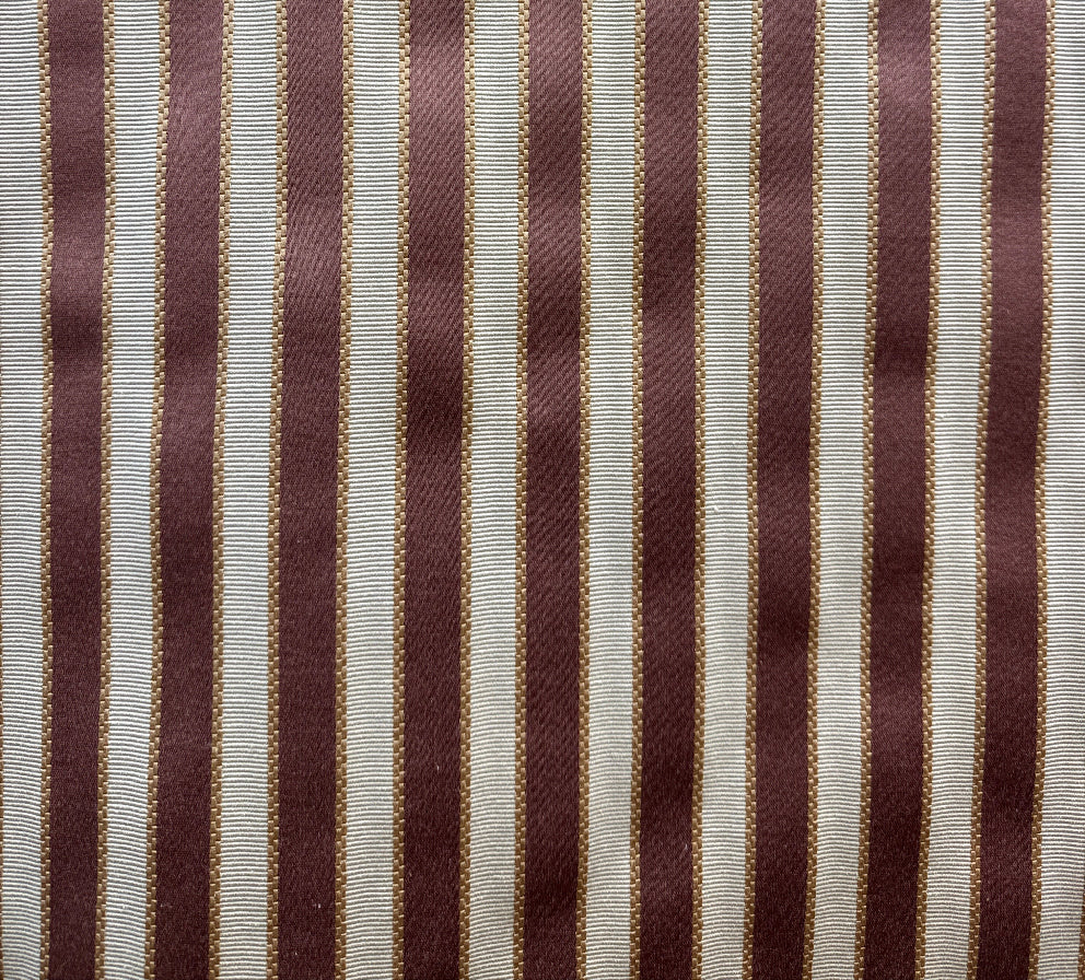 Striped fabric with brown and beige vertical stripes on a plain background