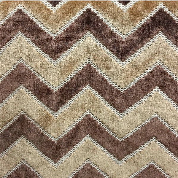 Cocoa Chevron Cut Velvet Fabric