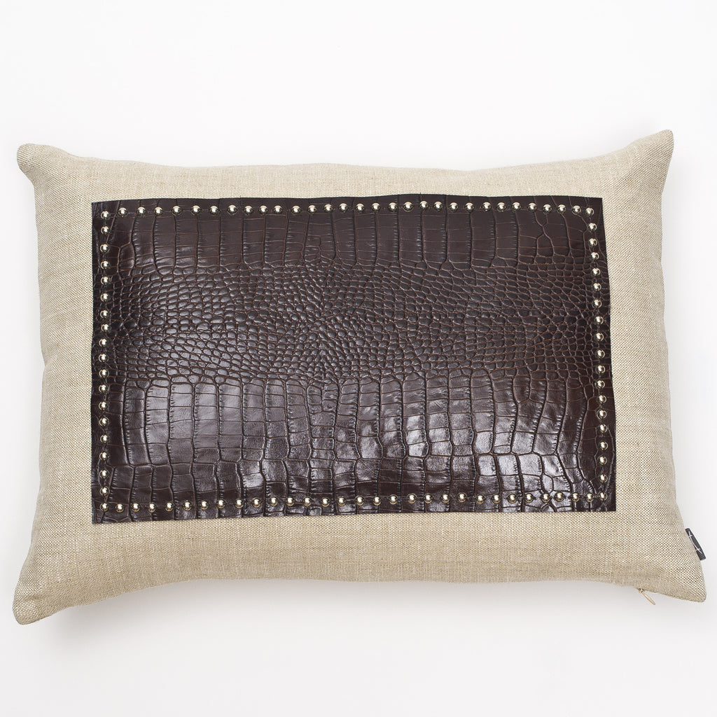 Crocodile Leather Studded Pillow