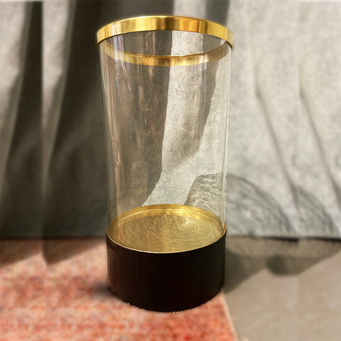 Provo Leather and Brass Vase